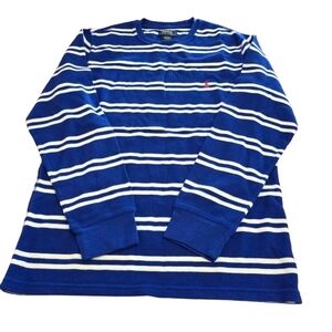 Polo Ralph Lauren Navy and White Waffle Knit Long Sleeve Sleepwear Tee Sz Large